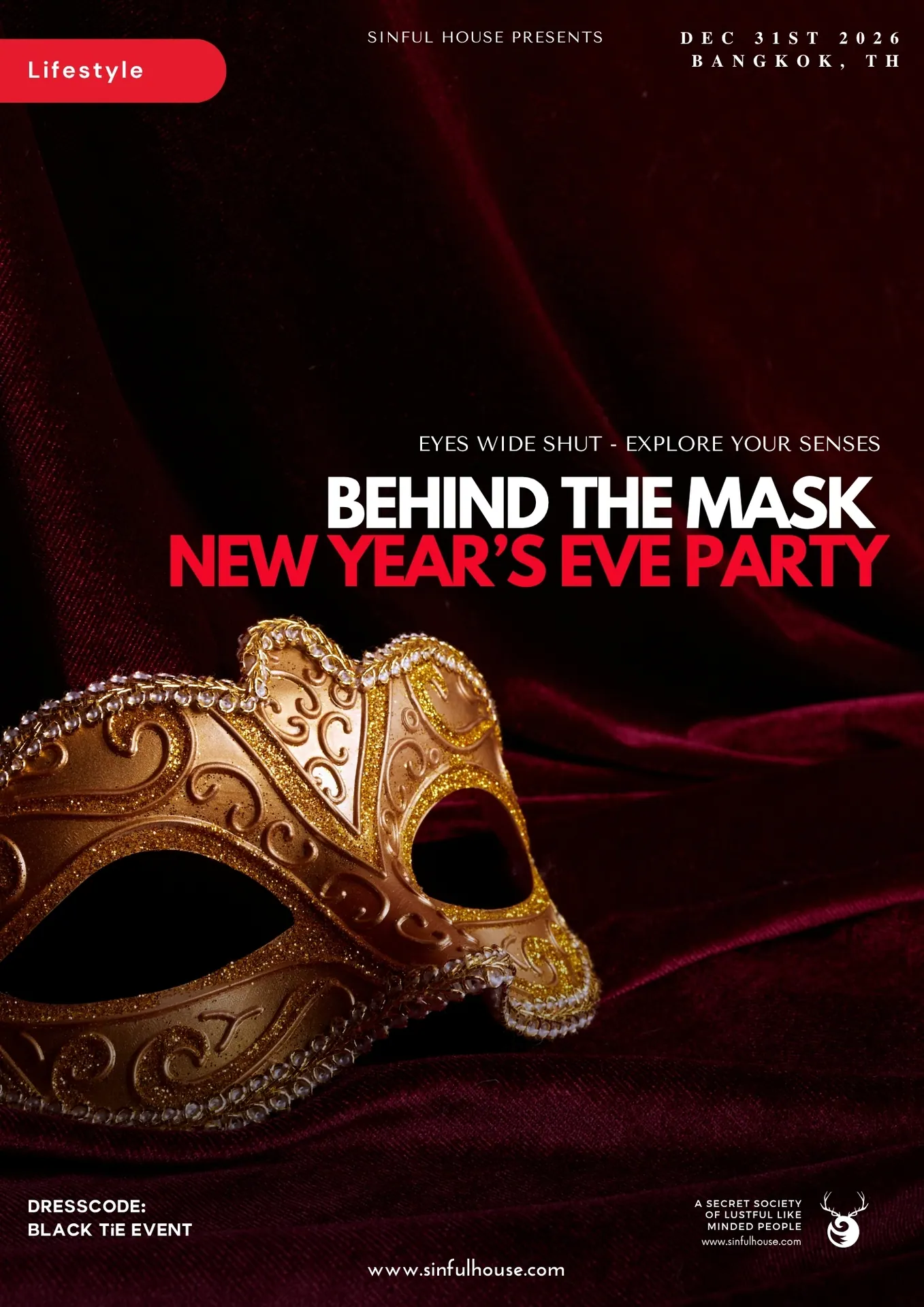 Behind the Mask: New Year's Eve event poster